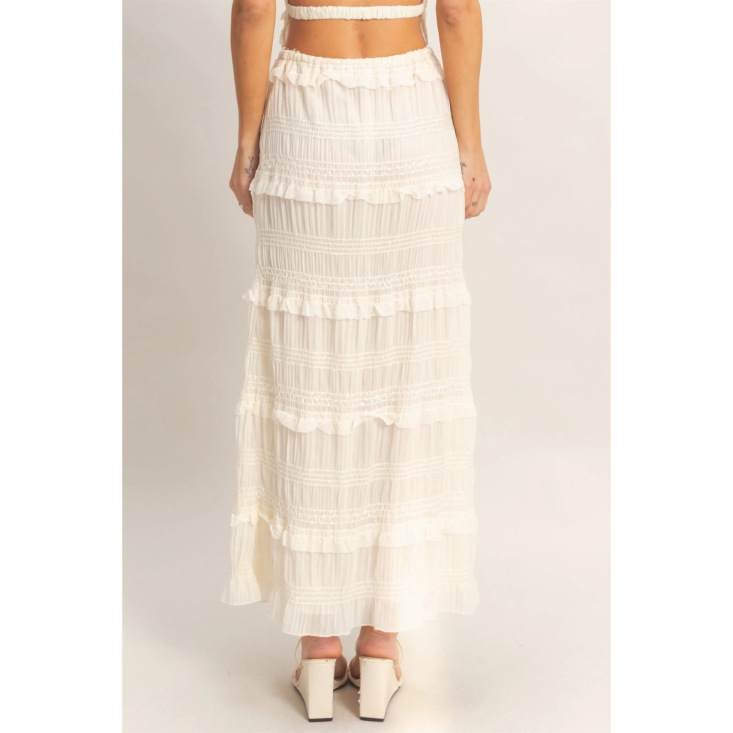Coastal Romance Two Piece Skirt Set - Cream