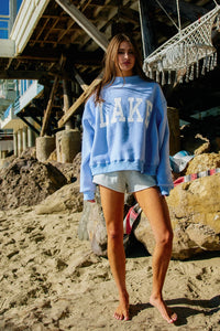 Beach/Lake Reversible Mock Neck Sweatshirt - Blue