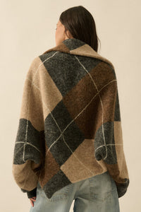 Della Argyle Knit Cardigan - Charcoal