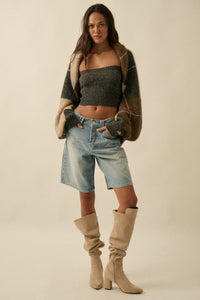 Della Argyle Knit Cardigan - Charcoal