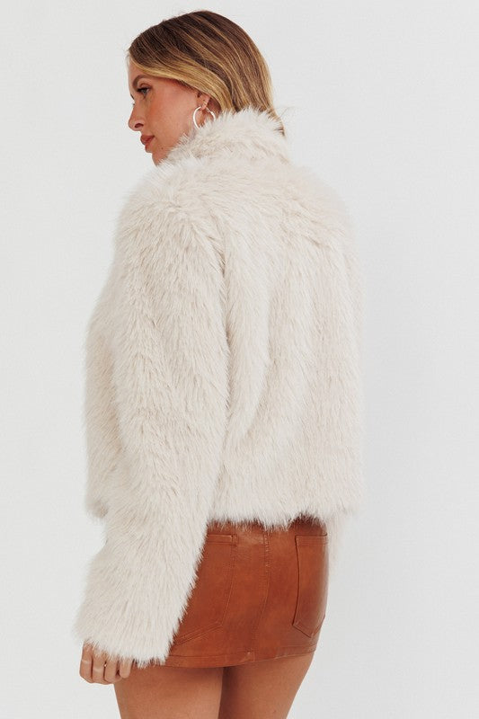 Serena Faux Fur Jacket - Cream