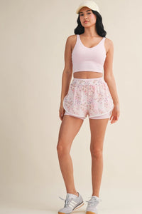 Blushing Blooms Floral Double Layered Shorts - Pink