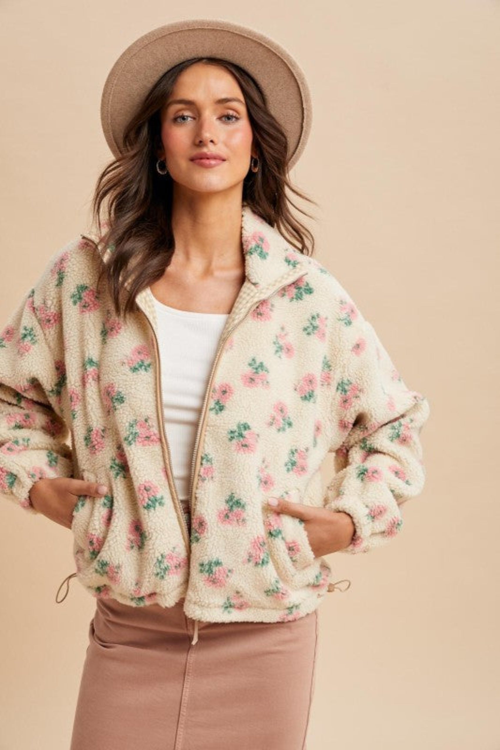 Meadow Mornings Floral Sherpa Jacket - English Rose – Ivy & Olive
