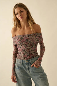 Made My Day Floral Off Shoulder Bodysuit - Black