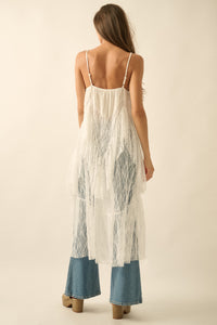 Boho Lace Ruffle Maxi Top - Off White