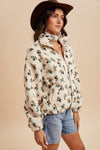 Meadow Mornings Floral Sherpa Jacket - Vintage Cream