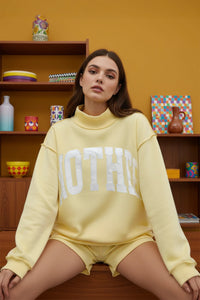 Mother Embroidered Mock Neck Sweatshirt - Yellow