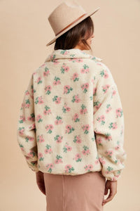 Meadow Mornings Floral Sherpa Jacket - English Rose