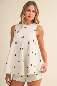 Harper Polka Dot Top and Shorts Set - Off White and Black