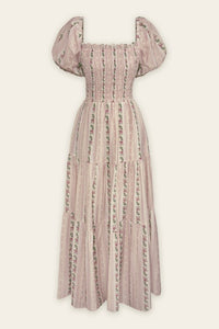 Garden Rose Puff Sleeve Maxi Dress - Pink Floral