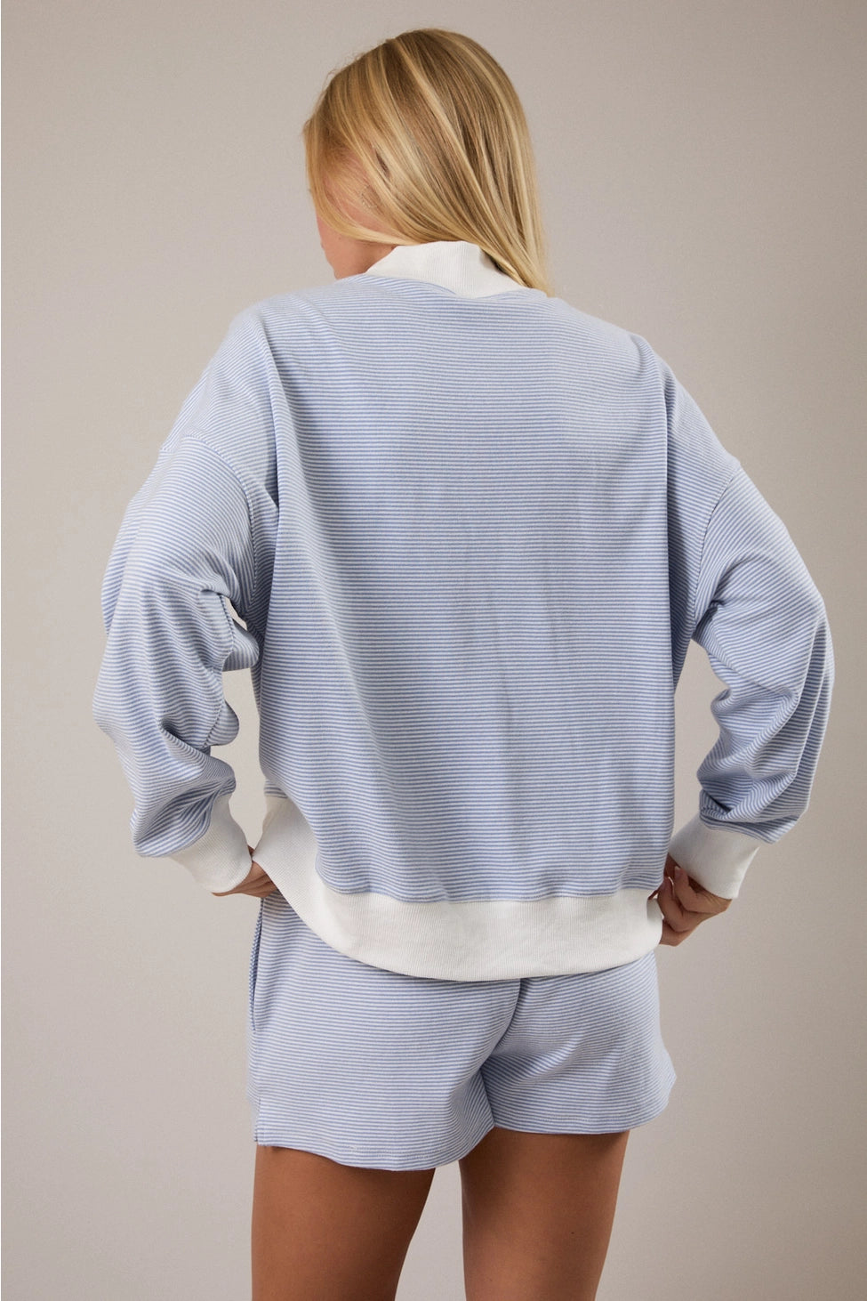 Shoreline Striped Lounge Set - Blue and Cream