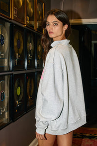Pilates and Yoga Reversible Mock Neck Sweatshirt - Grey and Pink