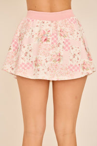 Juliette Floral Patchwork Skort - Pink Multi