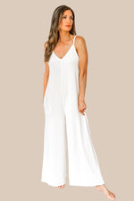 Vacay State Of Mind White Ribbed Wide Leg Jumpsuit - restock!