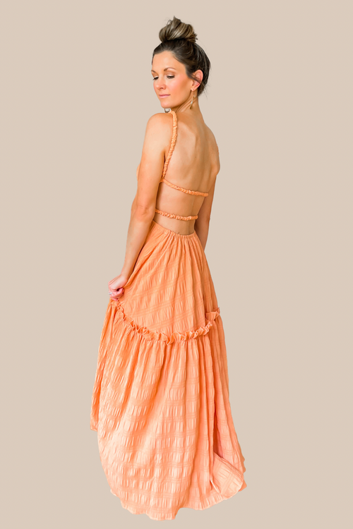 Blissful Glow Maxi Dress - Apricot