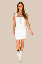 Margot Denim Open Back Mini Dress - Off White