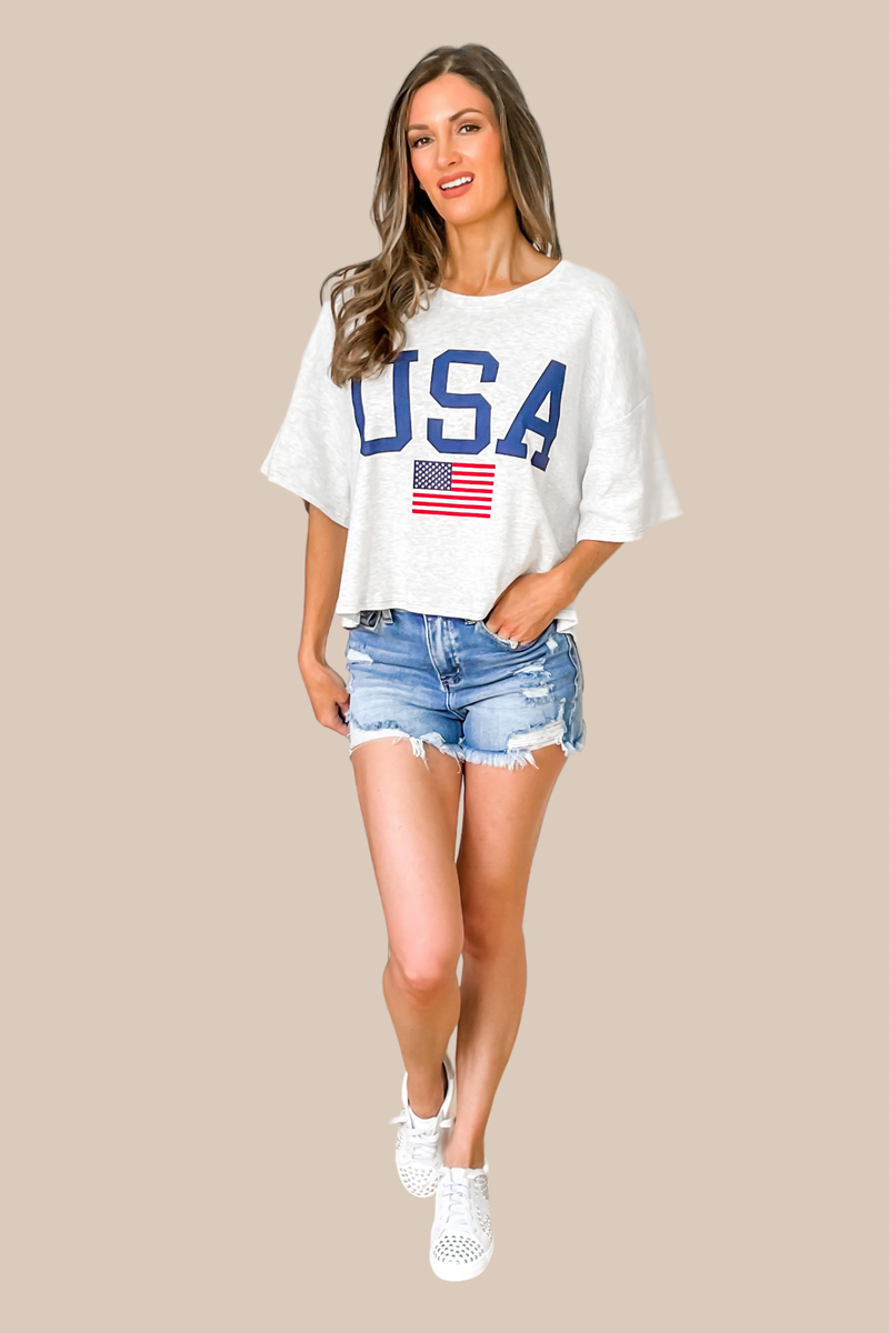 USA Cotton T-Shirt - Light Heather Grey