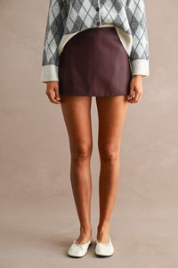 Kendall Faux Leather Mini Skort - Wine