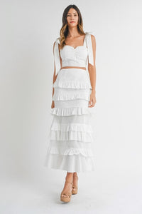 PREORDER - Mila Ruffle Two Piece Skirt Set - White - exclusive restock! (SHIPS BY 6/12)