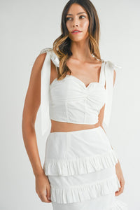 PREORDER - Mila Ruffle Two Piece Skirt Set - White - exclusive restock! (SHIPS BY 6/12)