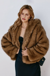 Luxe Life Brown Hooded Fur Jacket