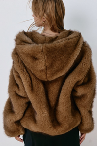 Luxe Life Brown Hooded Fur Jacket