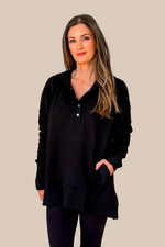 STYLE STEAL! Thoughtful Cotton Pocketed Hoodie - Black