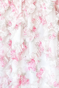 Floral Smocked Ruffle Organza Midi Dress - Pink