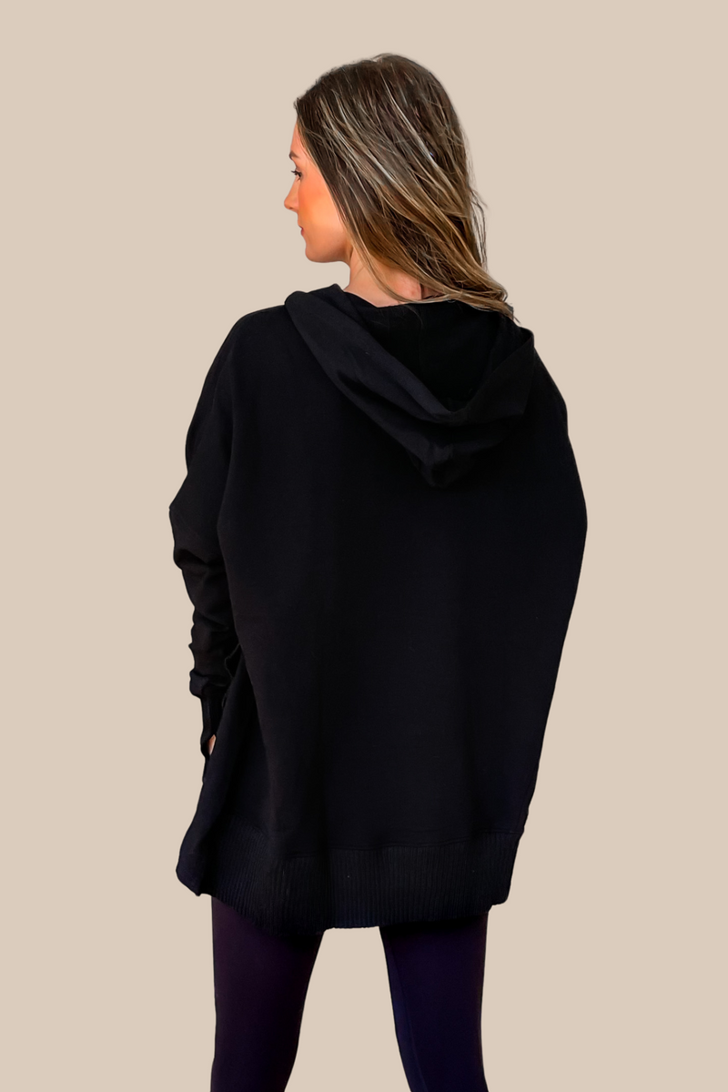 Thoughtful Cotton Pocketed Hoodie - Black