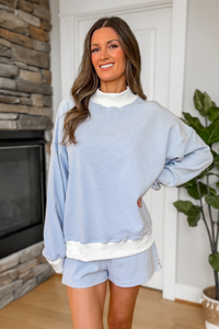 Shoreline Striped Lounge Set - Blue and Cream