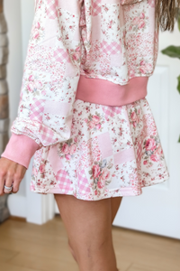 Juliette Floral Patchwork Skort - Pink Multi