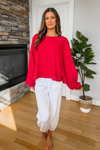 Blake Open Back Top - Red