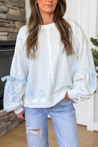 Blue Floral and Lace Sweatshirt - SALE