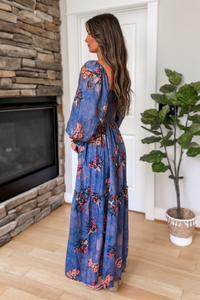 Lorelei Floral Smocked Maxi Dress - Blue