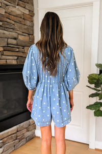Lennox Denim Polka Dot Romper