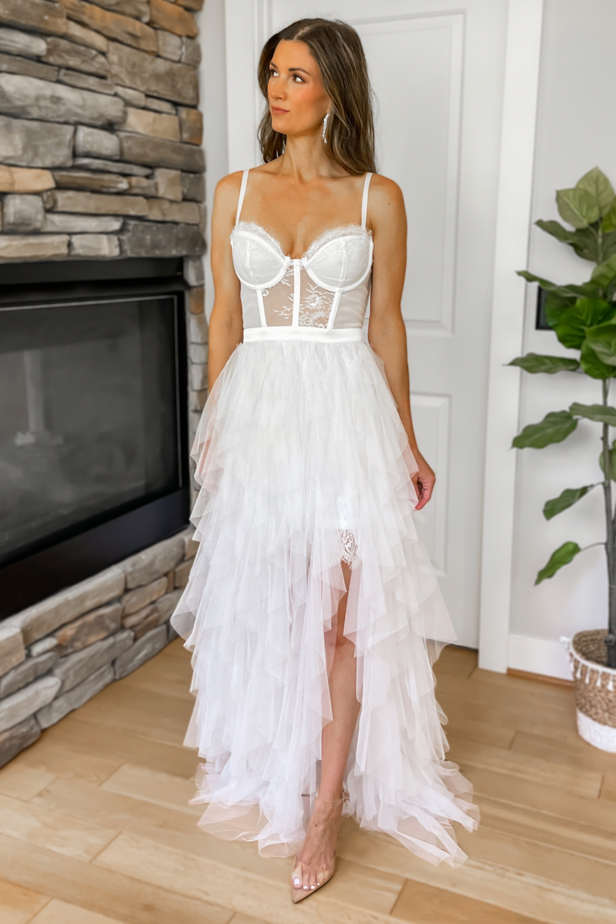 Miley Tulle Lace Maxi Dress White / S Miley Tulle Lace Maxi Dress White / S