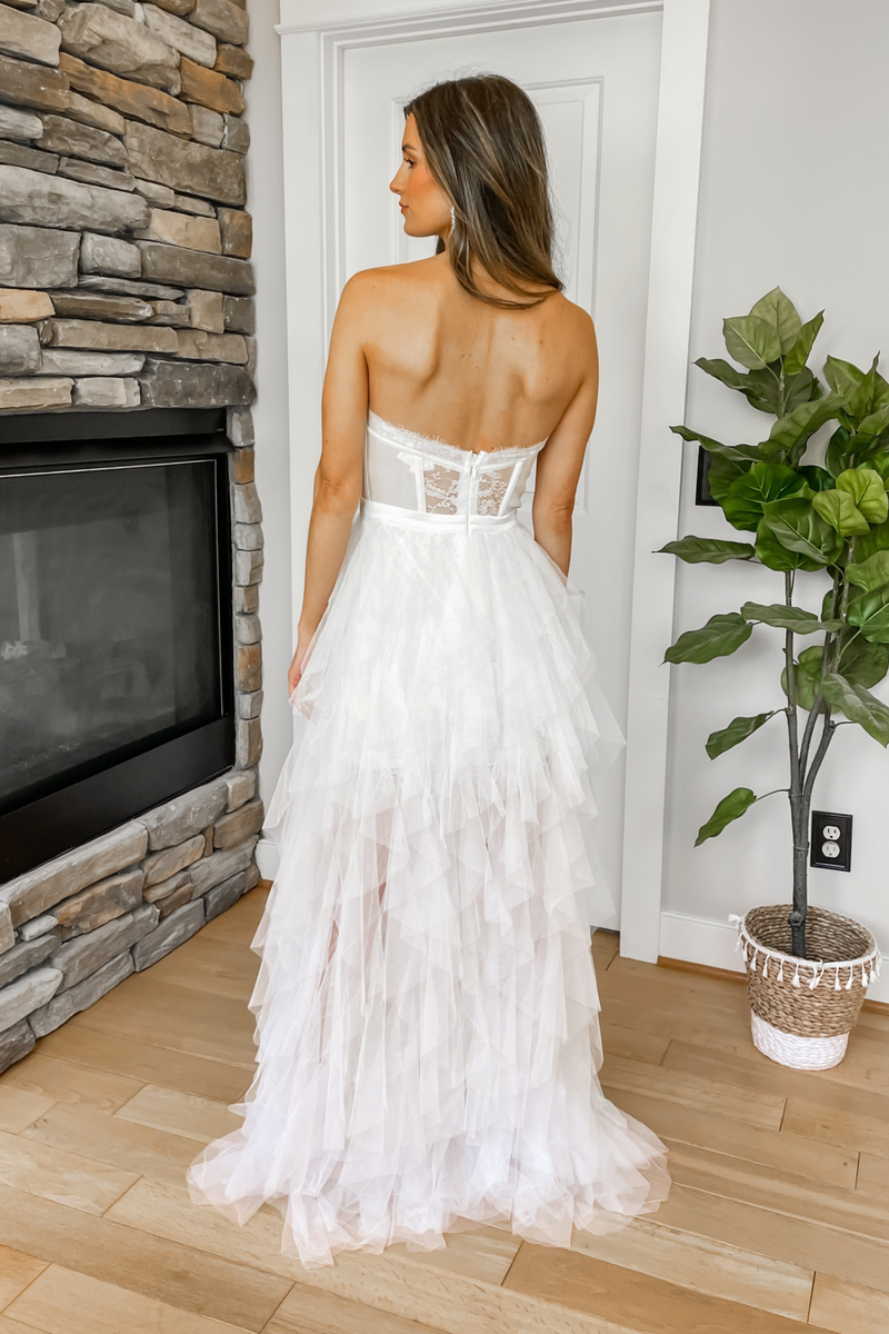 lace and tulle maxi dress RESTOCK: She's Beauty & Grace Maxi Dress-White