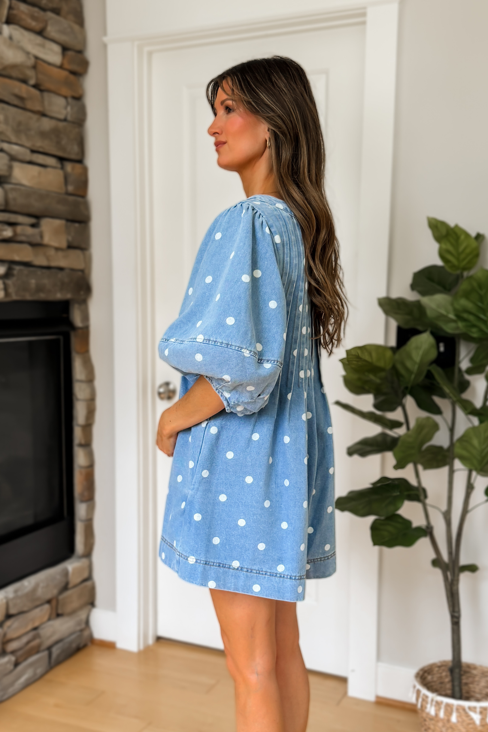 Lennox Denim Polka Dot Romper