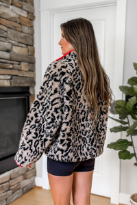 Tessa Leopard Half Zip Pullover – Beige Leopard