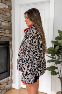 Tessa Leopard Half Zip Pullover – Beige Leopard
