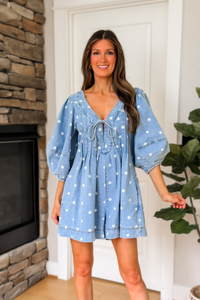 Lennox Denim Polka Dot Romper
