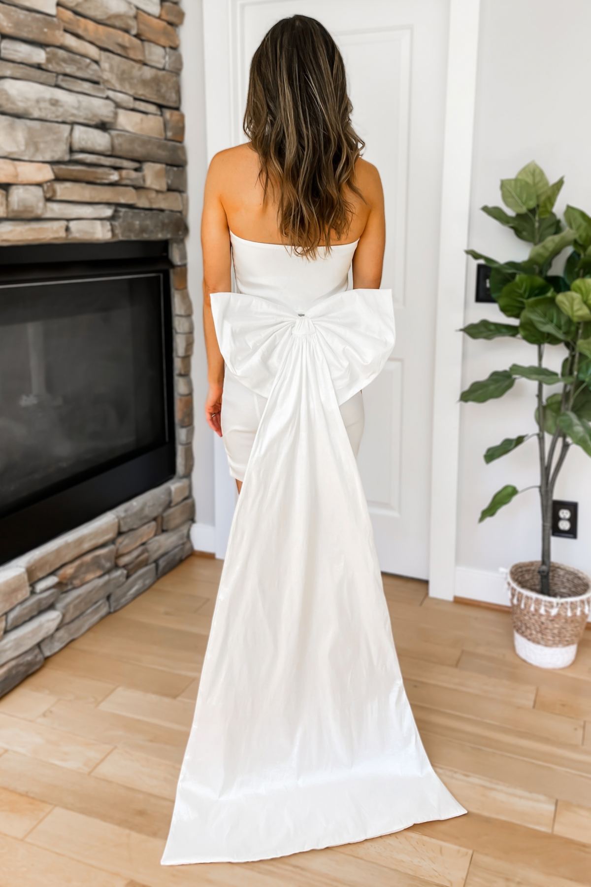 Blissful Bow Mini Dress - White Medium Blissful Bow Mini Dress - White Medium