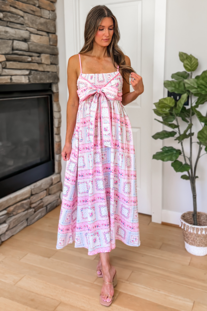 Blooming Love Floral Print Bow Maxi Dress