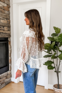 Eloise Lace Puff Sleeve Top - Cream