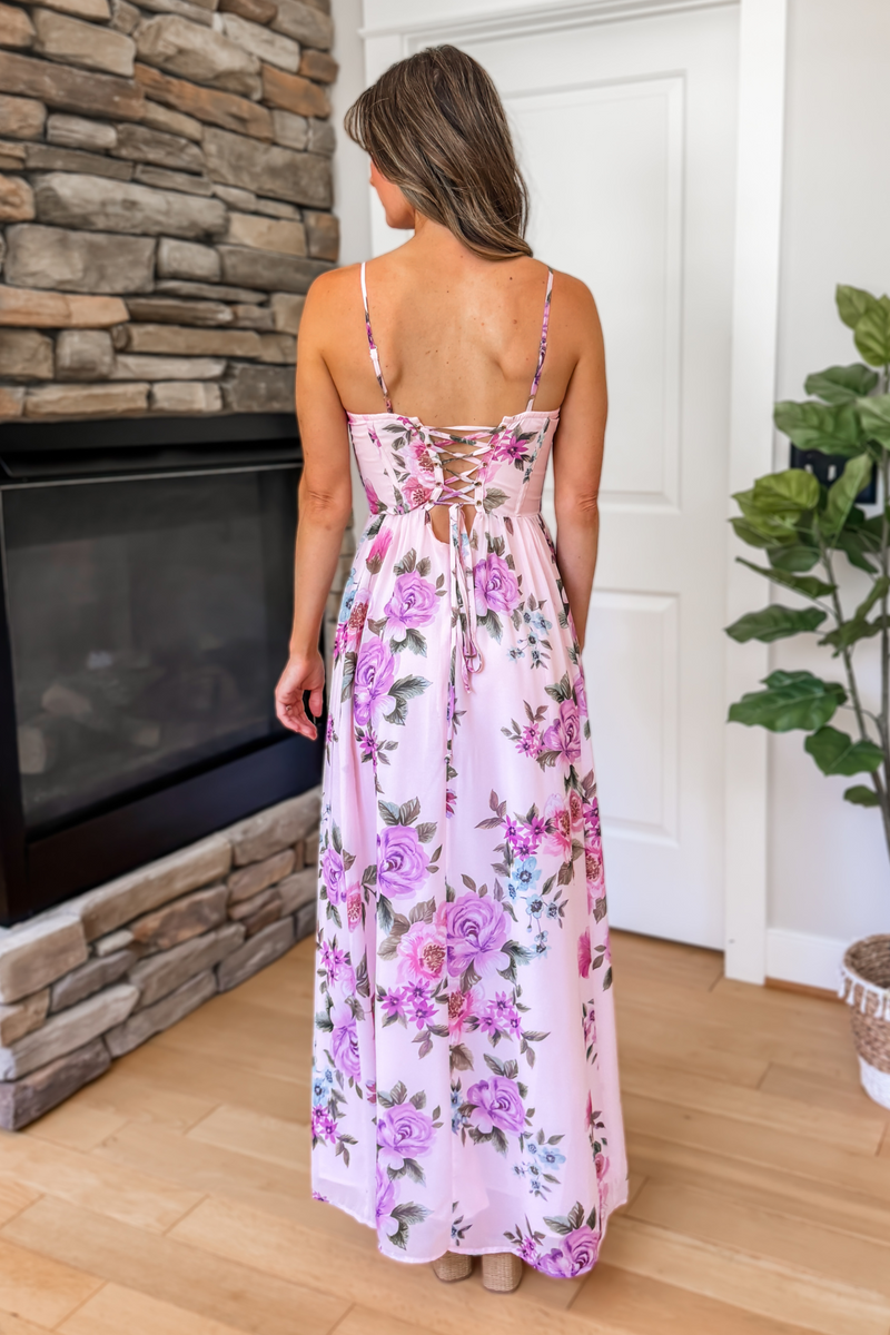 Garden Romance Floral Corset Maxi Dress - Lavender Lilac – Ivy