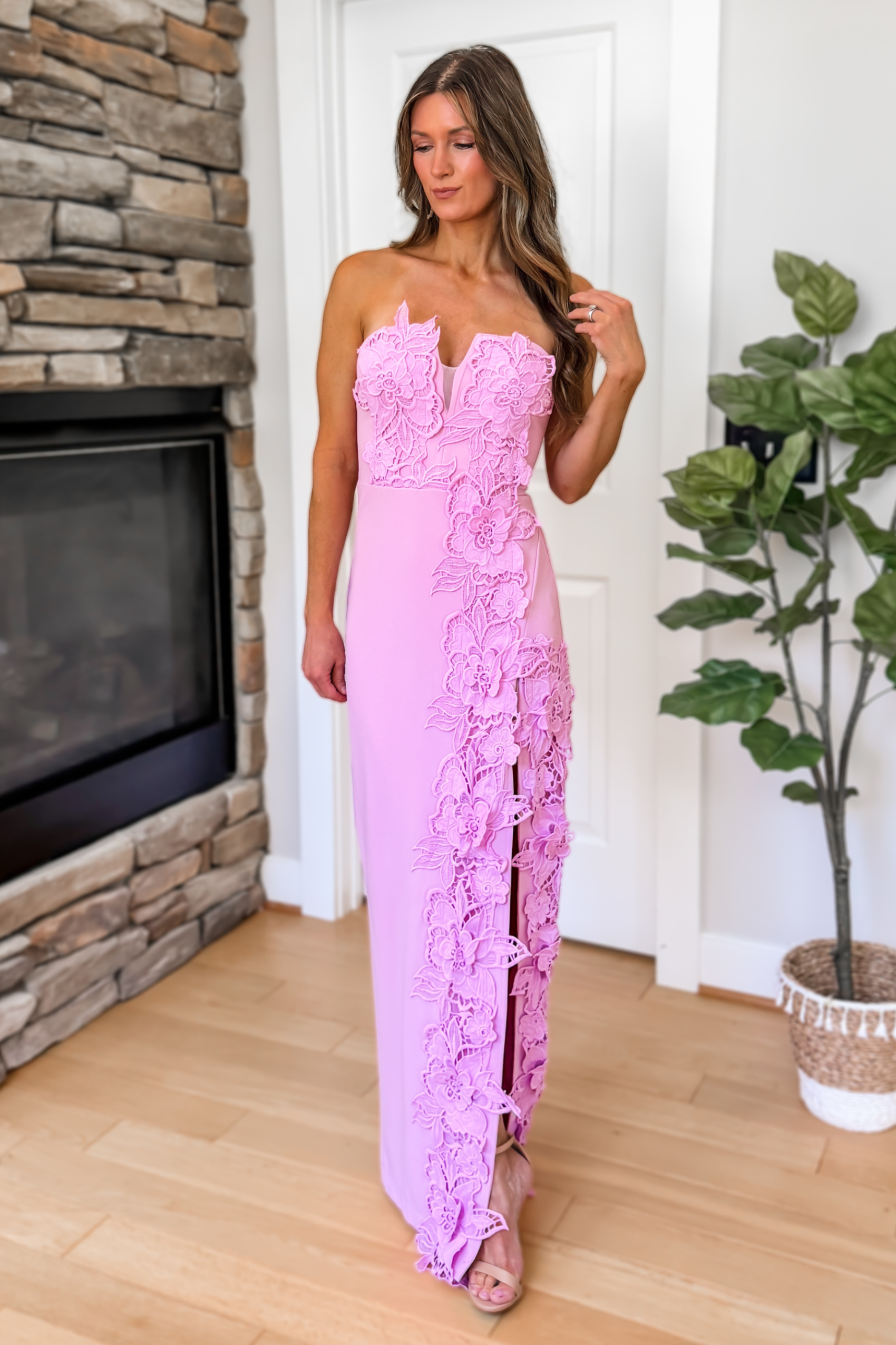 Timeless Bloom Strapless Maxi Dress - Pink