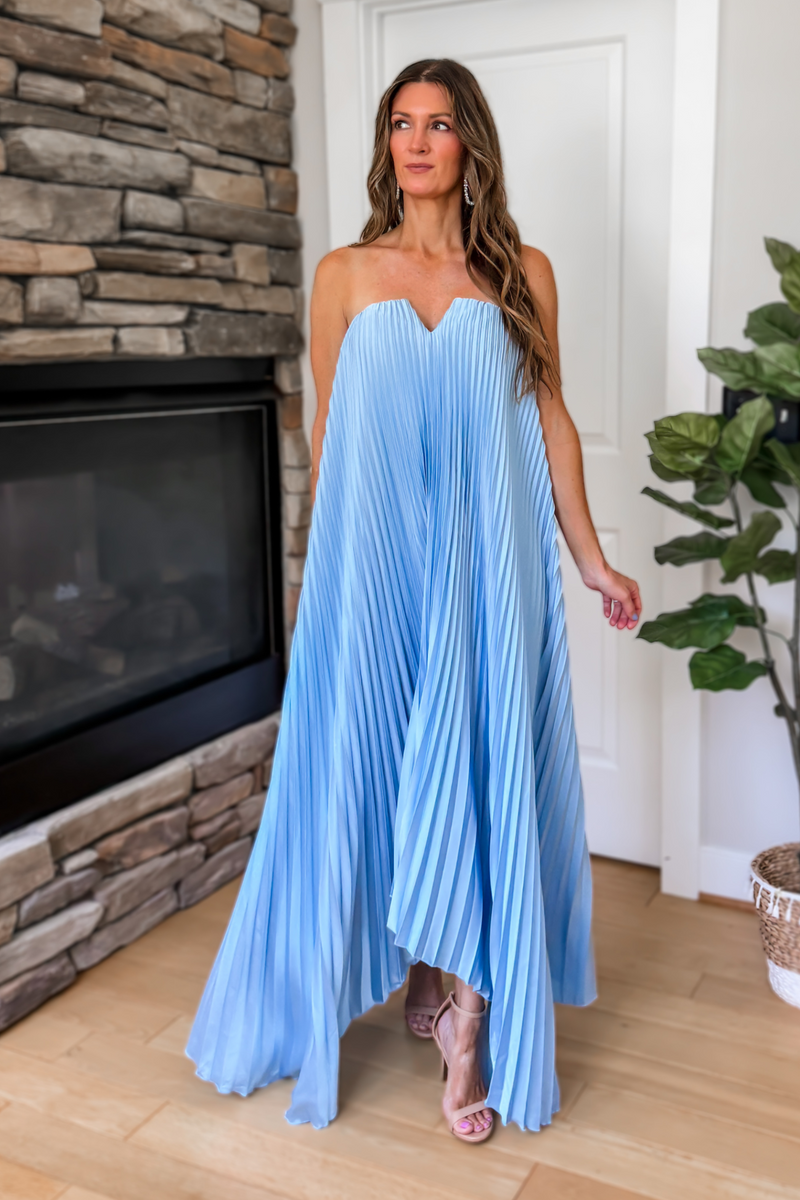 light blue pleated maxi dress Evening Glow Satin – Medium imgupdate_20230302 Women's Denim Halter Button Color:rose Red Elastic at the back