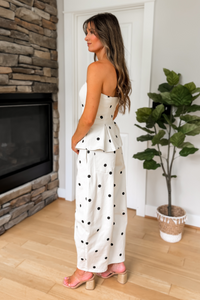 Wren Polka Dot Top and Barrel Pants Set - Off White