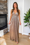 Golden Hour Pleated Maxi Dress – Mocha Gold