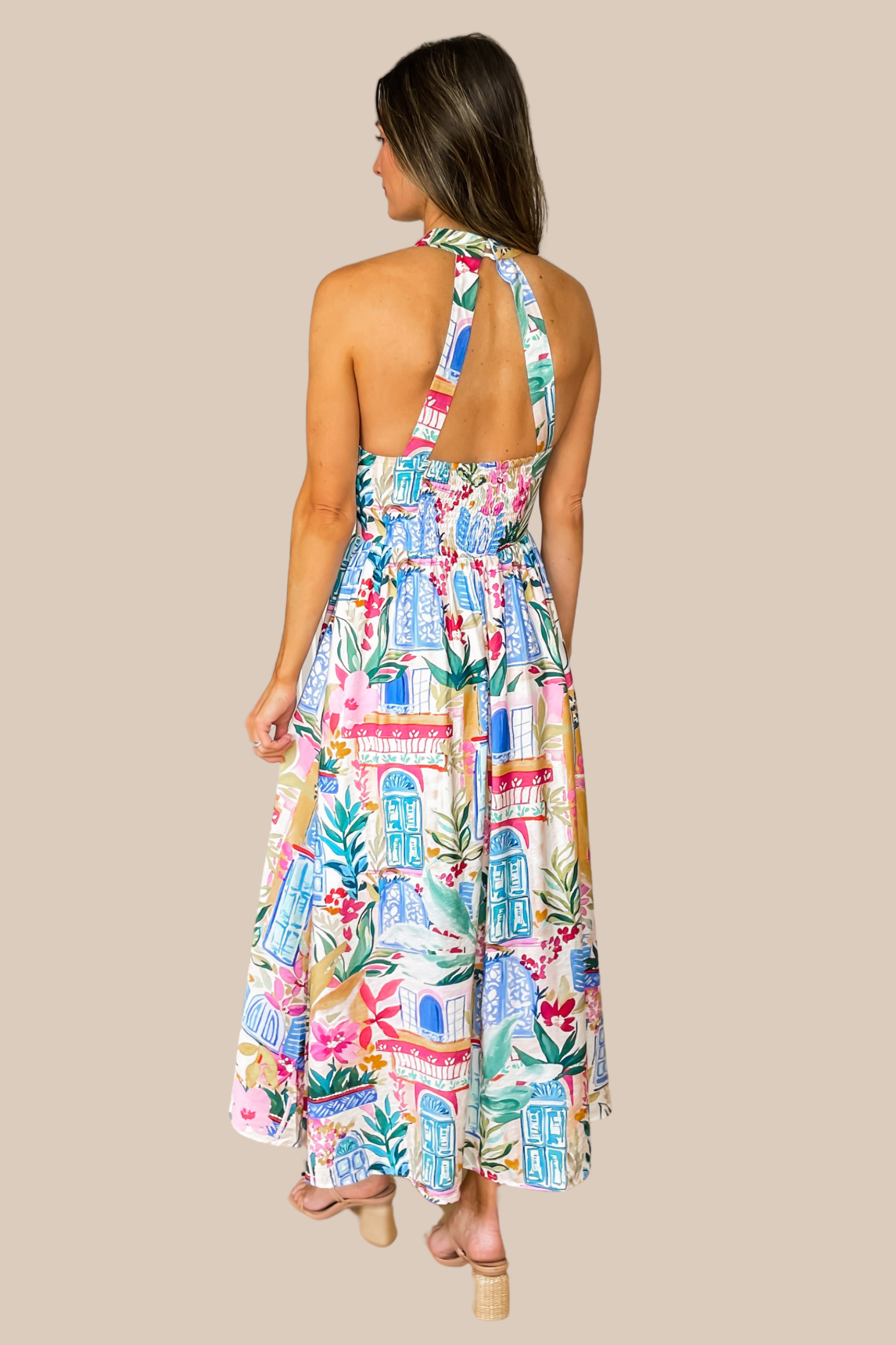 Sweet Summer Halter Midi Dress Large